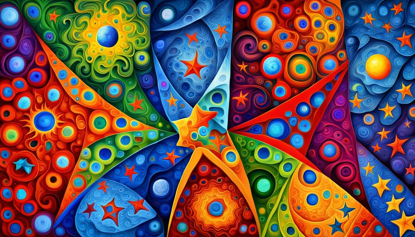 Vivid Stars in Abstract Impasto Oil Painting