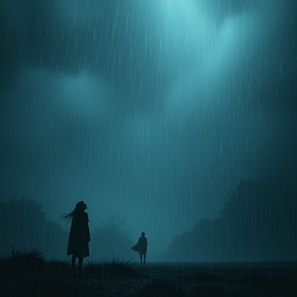 Figure in Rain: A Fantasy Concept Art