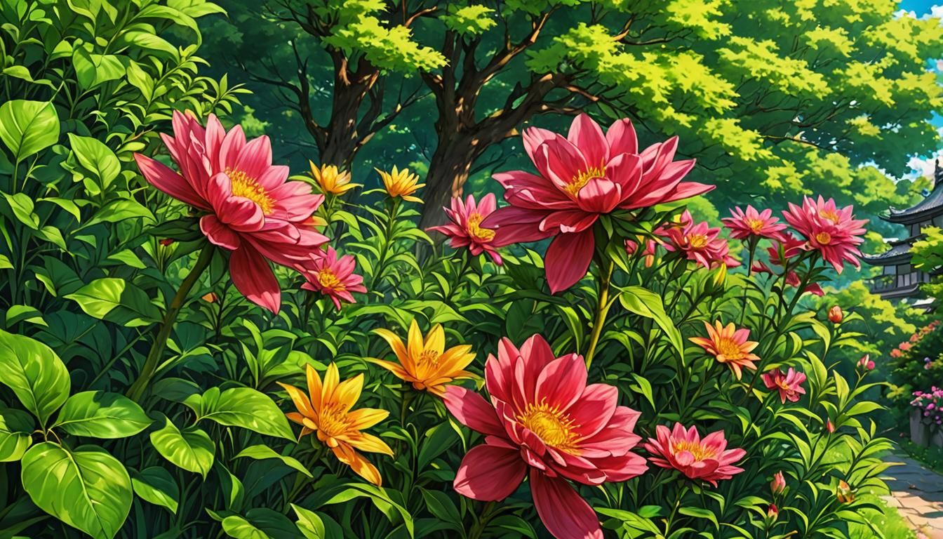 Anime Artwork with Vivid Colors and Deep Tones