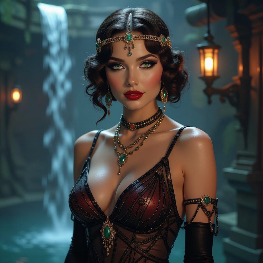 Vault Dweller in Post-Apocalyptic Speakeasy, Dark Fantasy Ar...