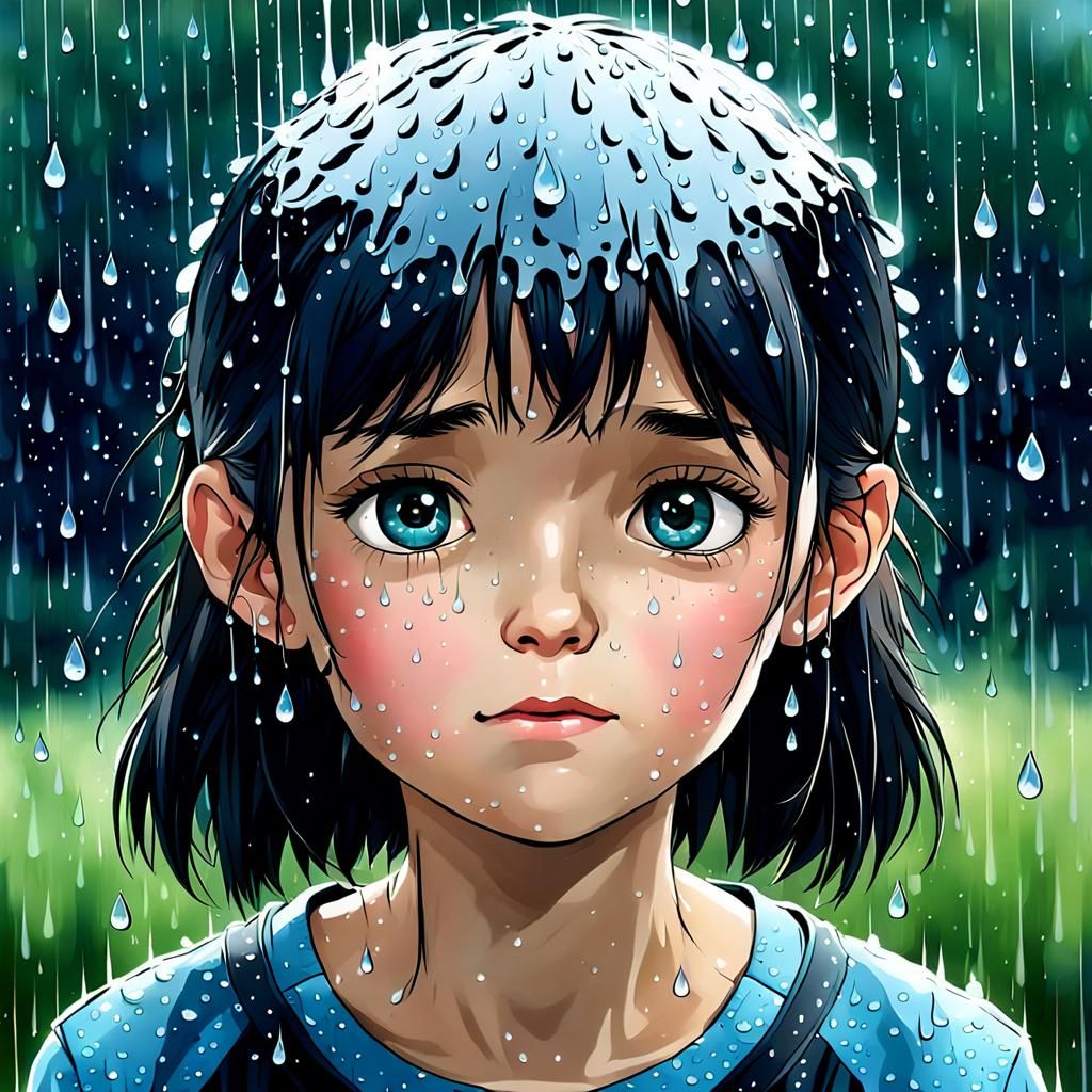 Raindrops Falling: Abstract Rain Portrait