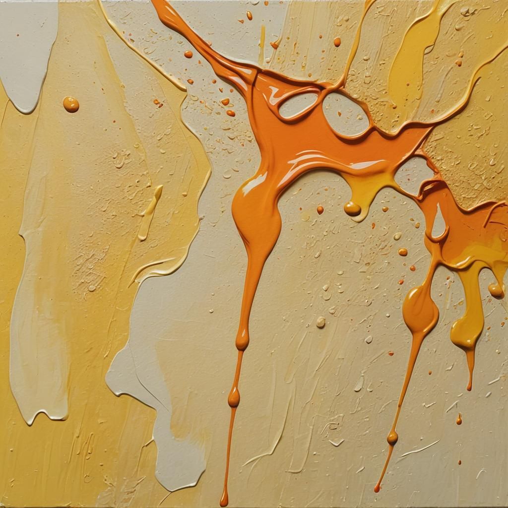 Viscous Orange Liquid in Gouache Impasto Painting