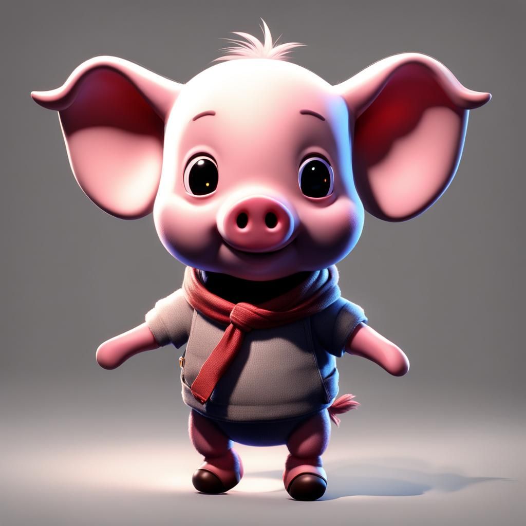 3D Render of Piglet with Shading