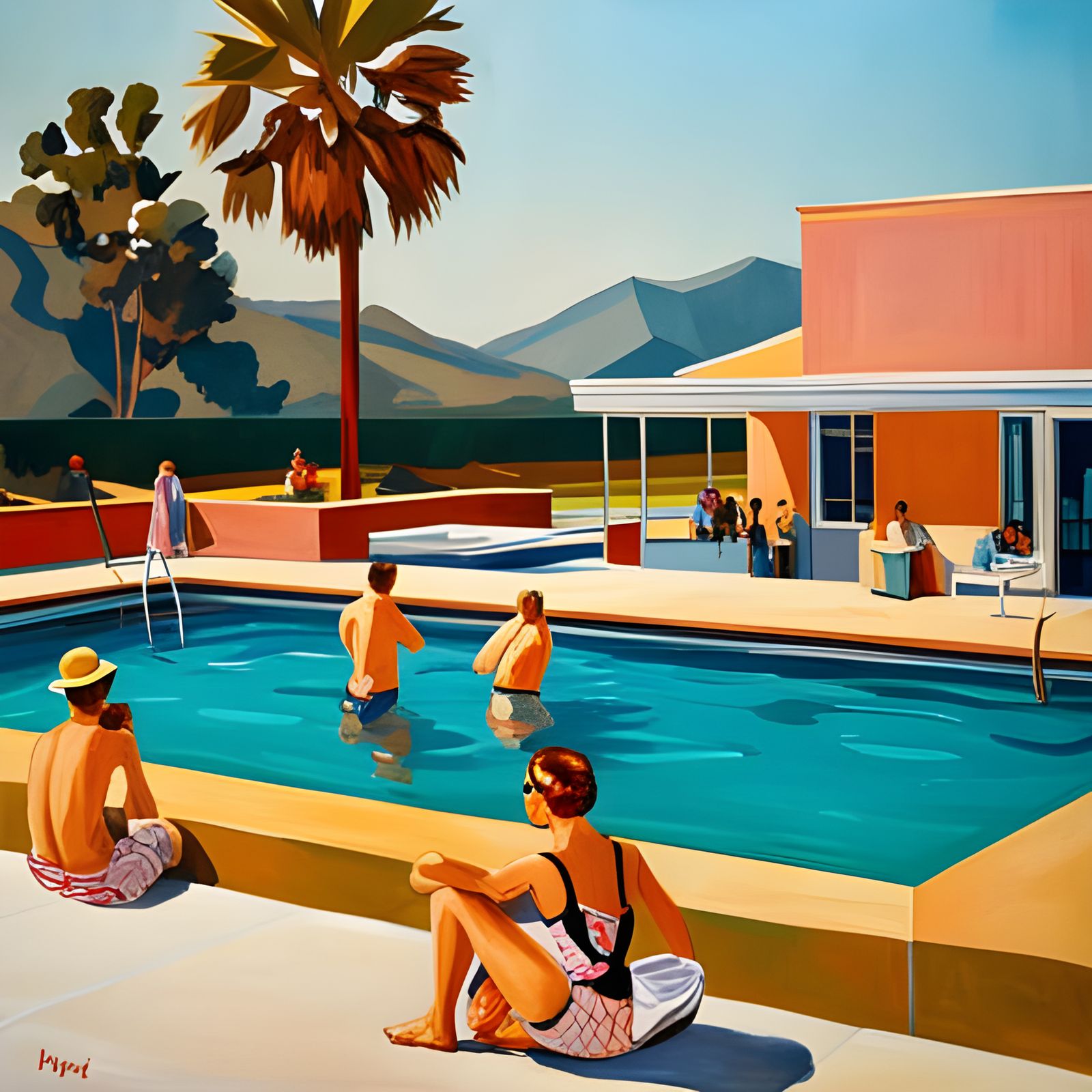 We're in our jewels by the swimming pool