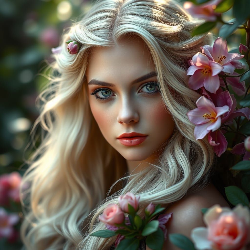 Ethereal Elven Queen Portrait in Fairytale Style