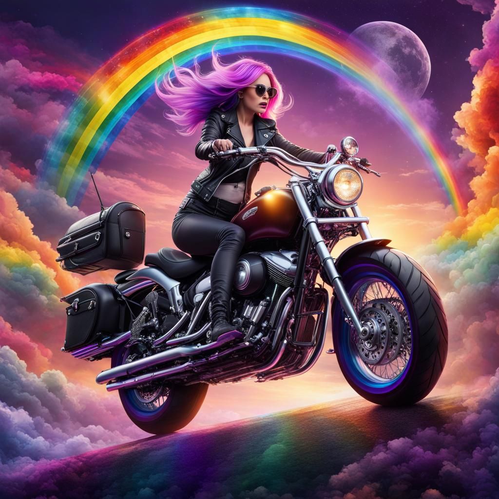Motorcycle Time Machine Through Rainbow Wormhole