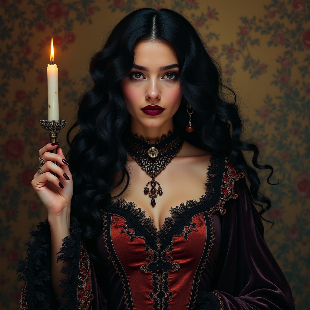 Gothic Medieval Mage in Dark Impressionism Style