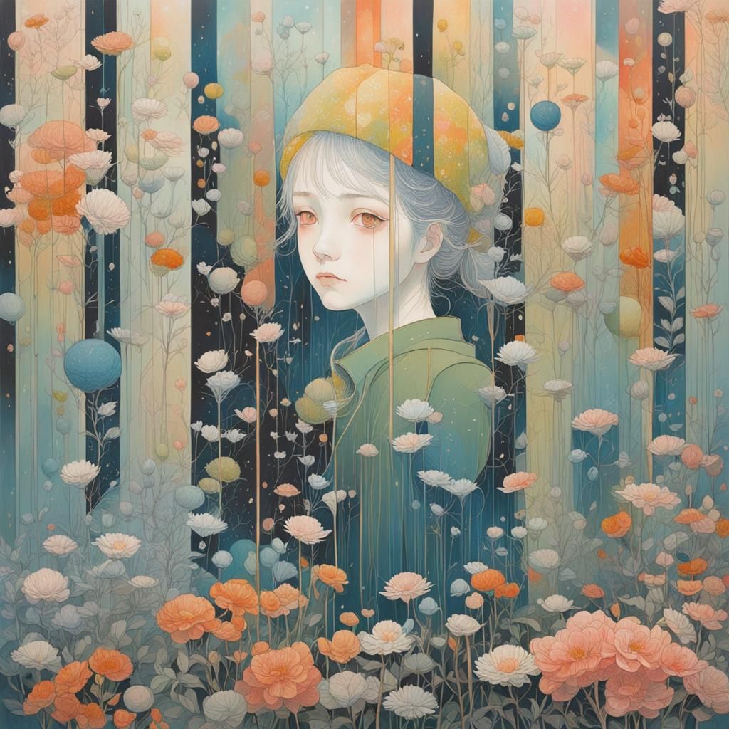 Abstract Art in Complementary Colors with Fine Details