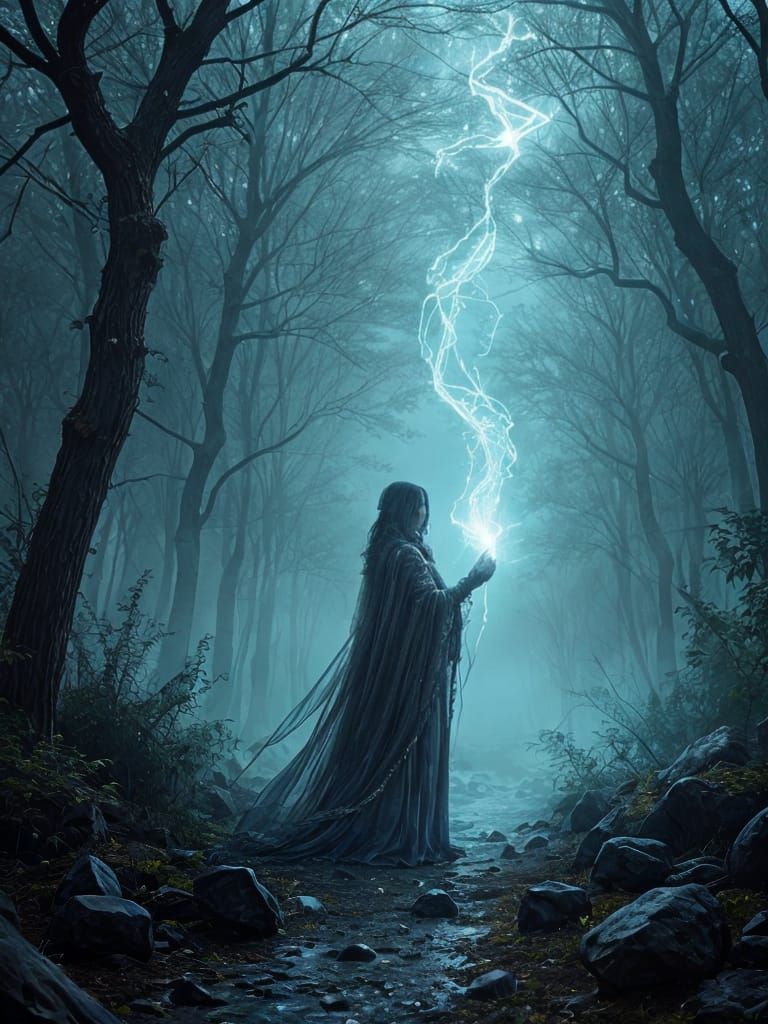 Forest Witch Casting Crystalline Spell