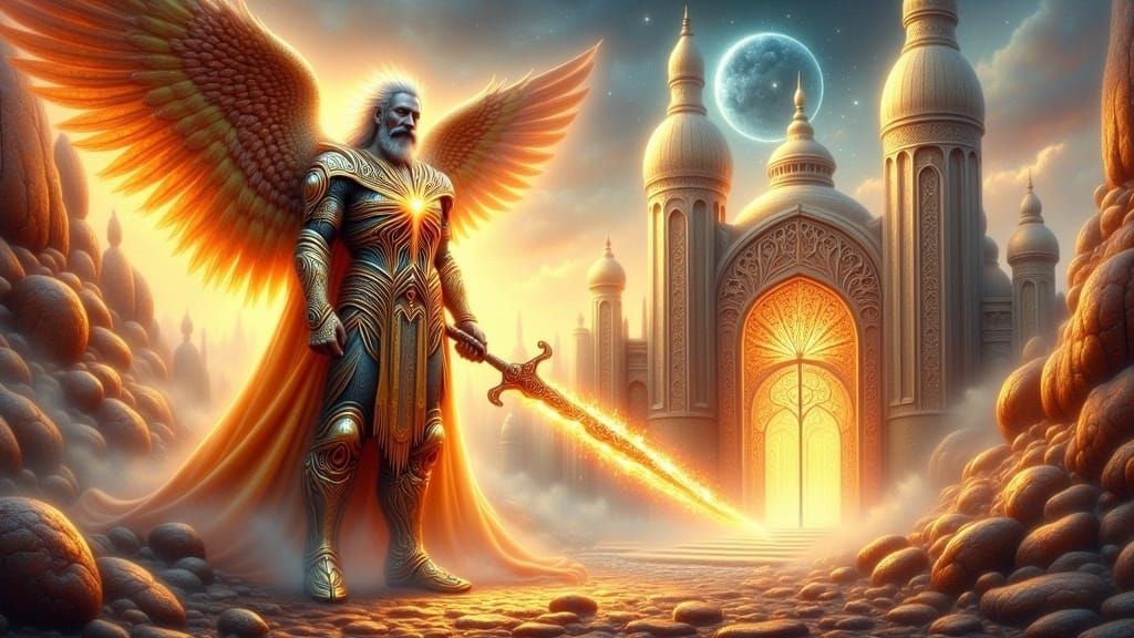 Majestic Angel Guardian Stands Vigilant Between Tigris and E...