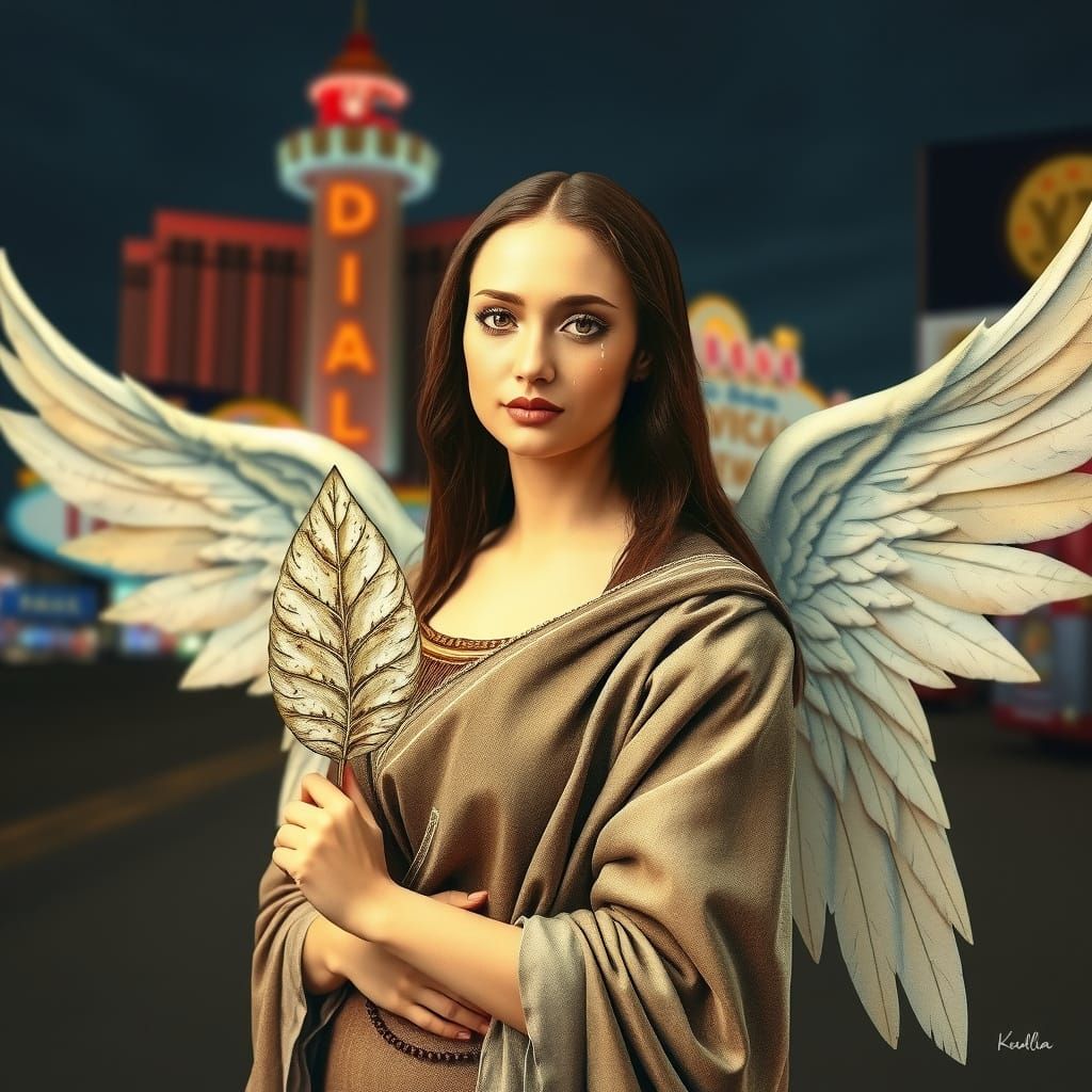 Surreal Mona Lisa Angel in Las Vegas