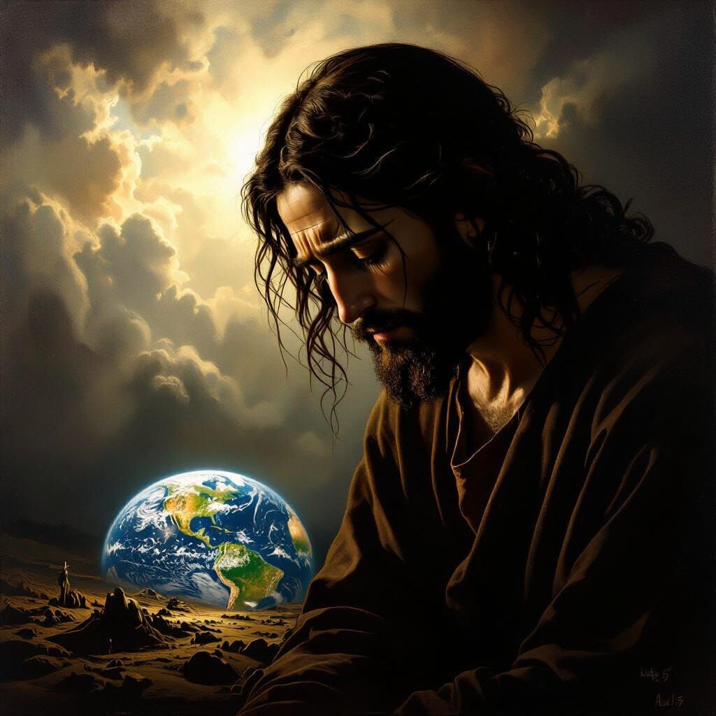 Jesus' Sorrow Over Worldly Sin in Baroque Style