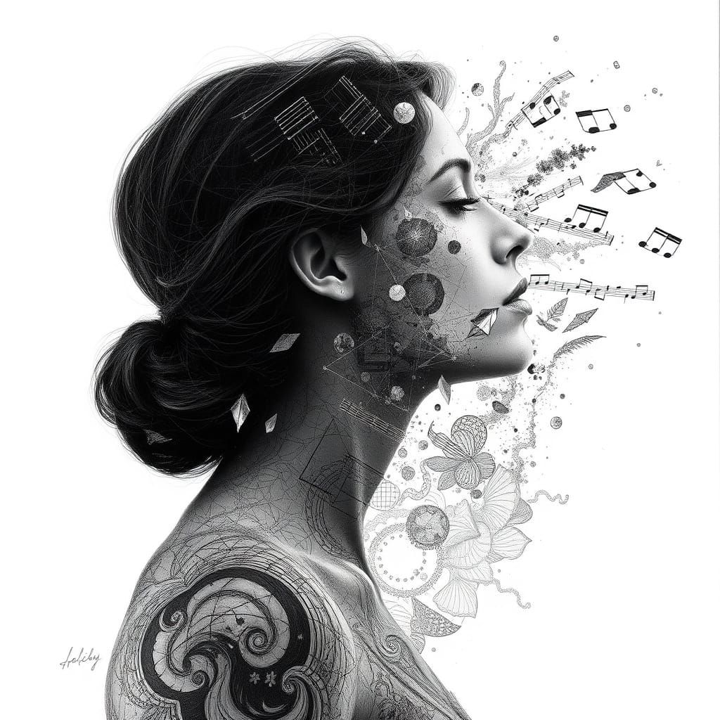 Shattered Profile: Charcoal and Graphite Portrait