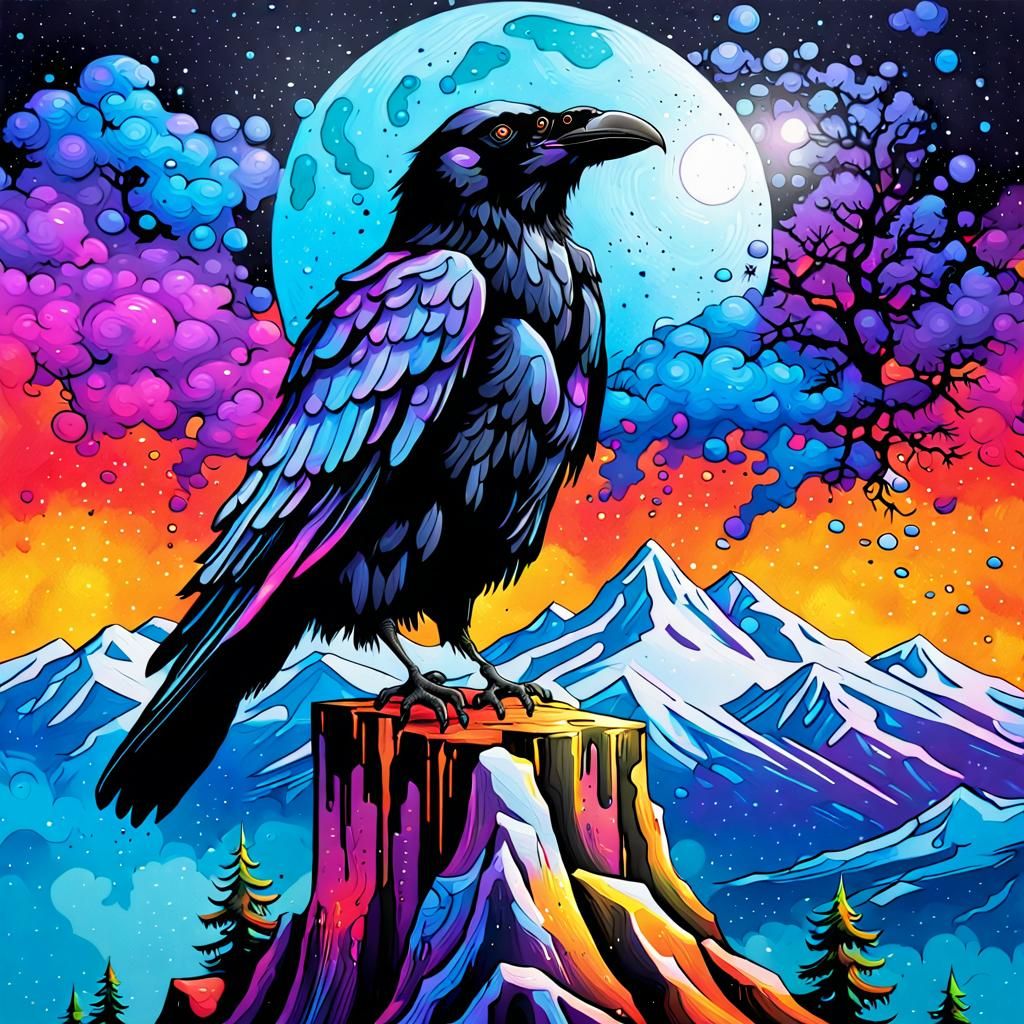 Raven Logo in Graffiti Art Style