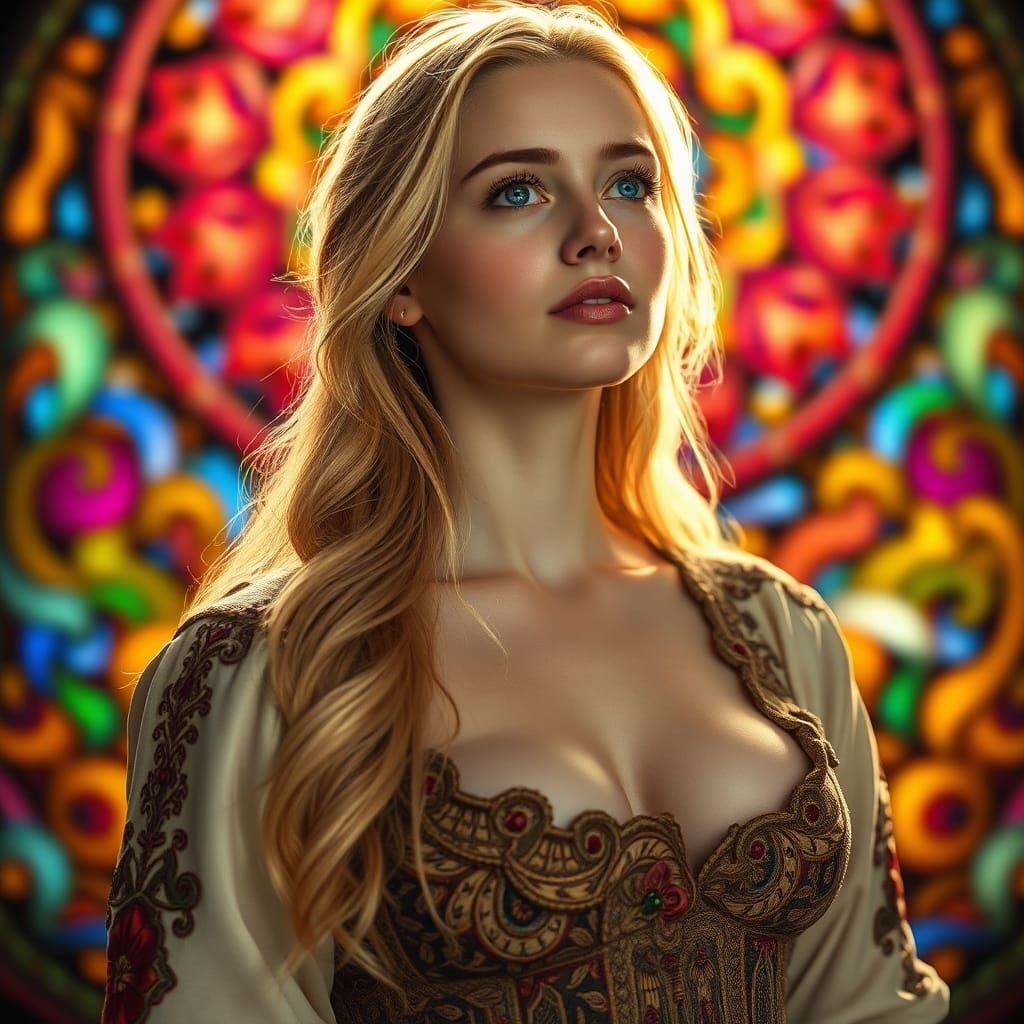 Medieval Woman Portrait in Splash Art Style