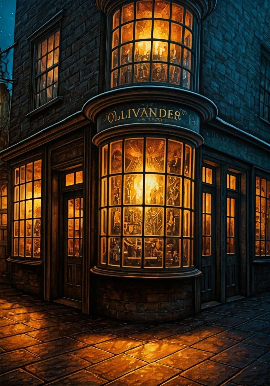 Ollivanders Magic Shop in Alcohol Ink Style