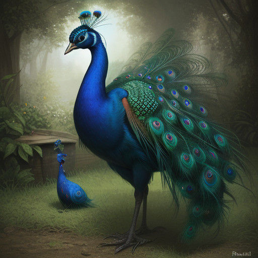 Hyperrealistic Farm Scene with Vibrant Peacock