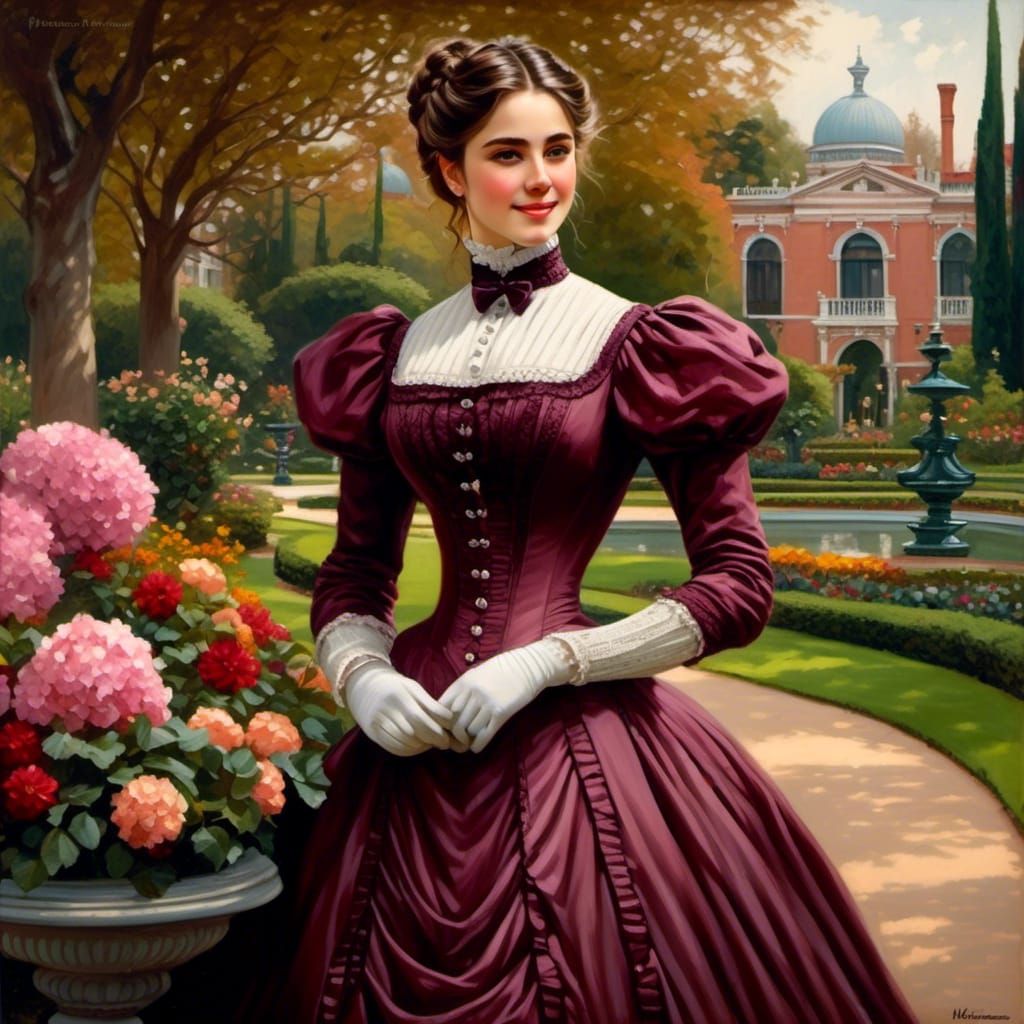 Victorian Girl in Botanic Garden