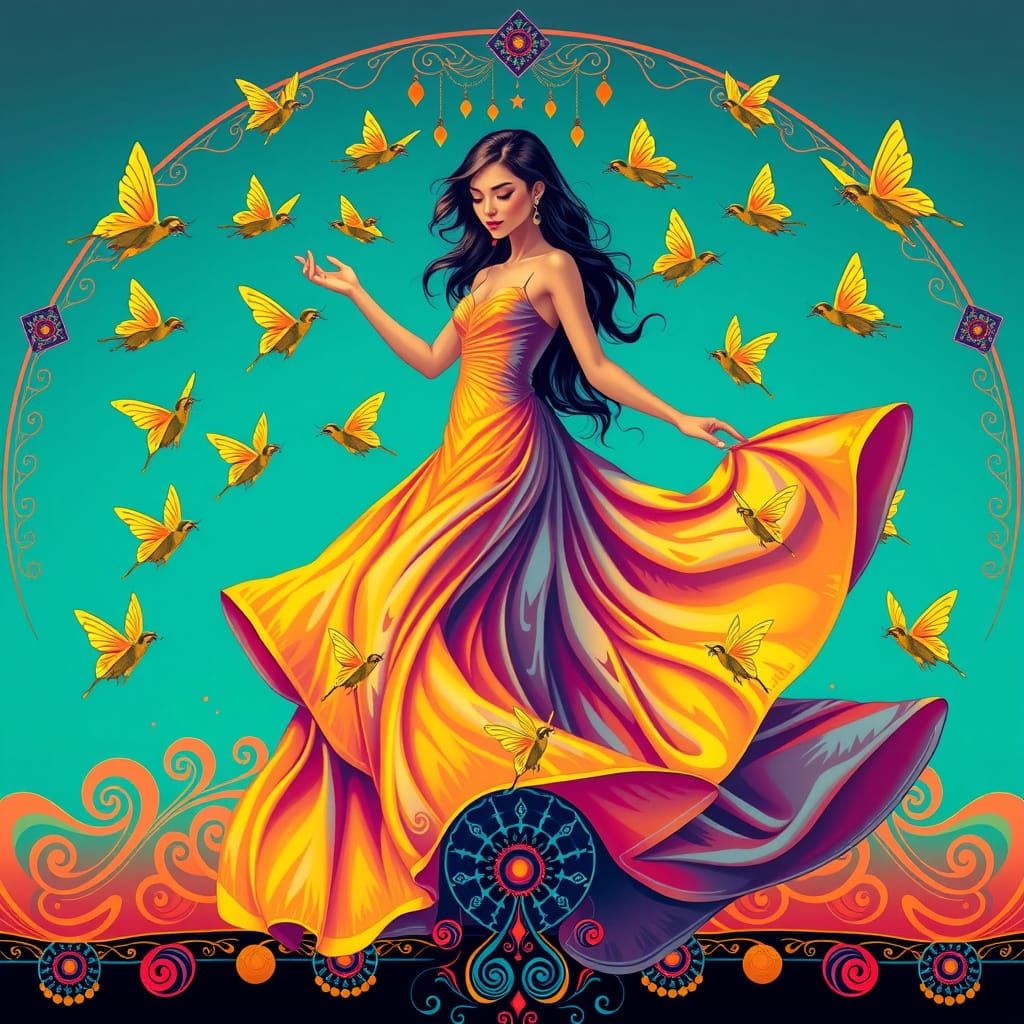 Psychedelic Goddess in Tribal Dance