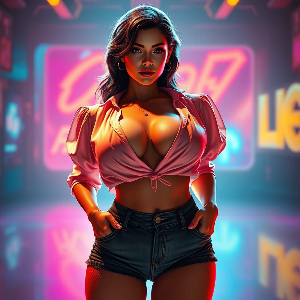 Sultry 3D Hyperrealism Portrait in Vibrant Colors