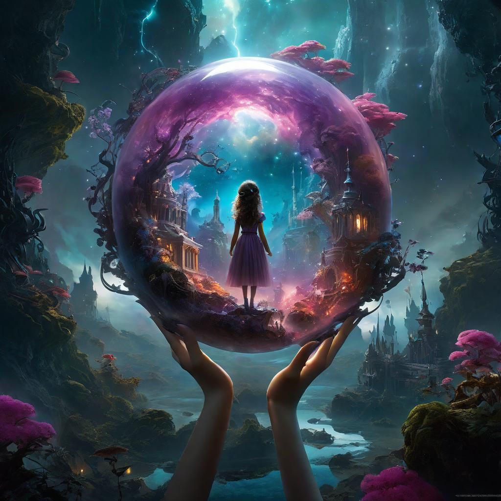 Miniature Utopian World in Girl's Hands