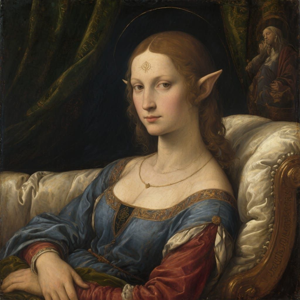 Sensuous Indian Woman in Symbolic Renaissance Hyperrealism