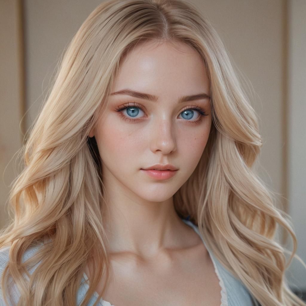 Anime Portrait of a Pretty Woman with Ombre Hair