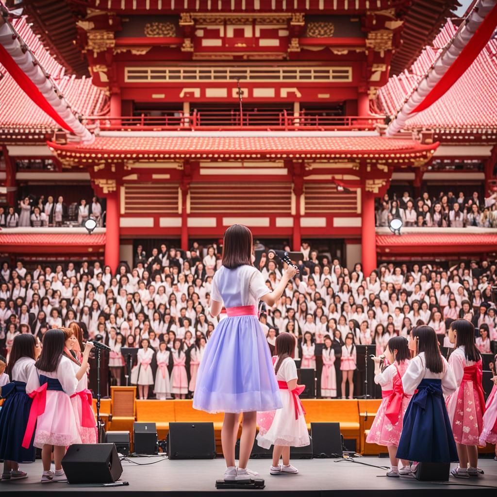 Energetic J-Pop Concert on Japanese Temple Stage