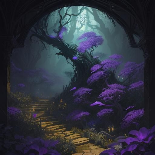 Mystical Calligraphy with Art Nouveau Influences