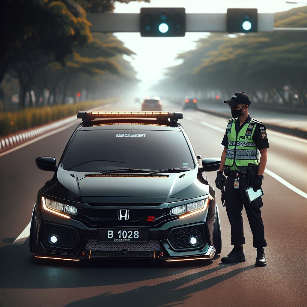 Modified Honda City Z and Traffic Officer