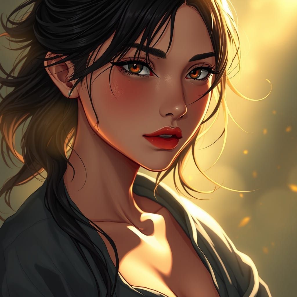 A Captivating Young Woman in a Moment of Desire