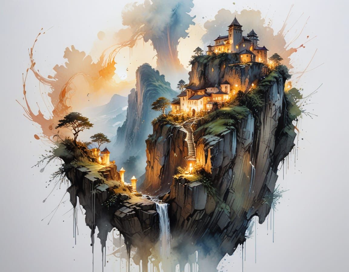 Secluded Cliffside Monastery at Dusk