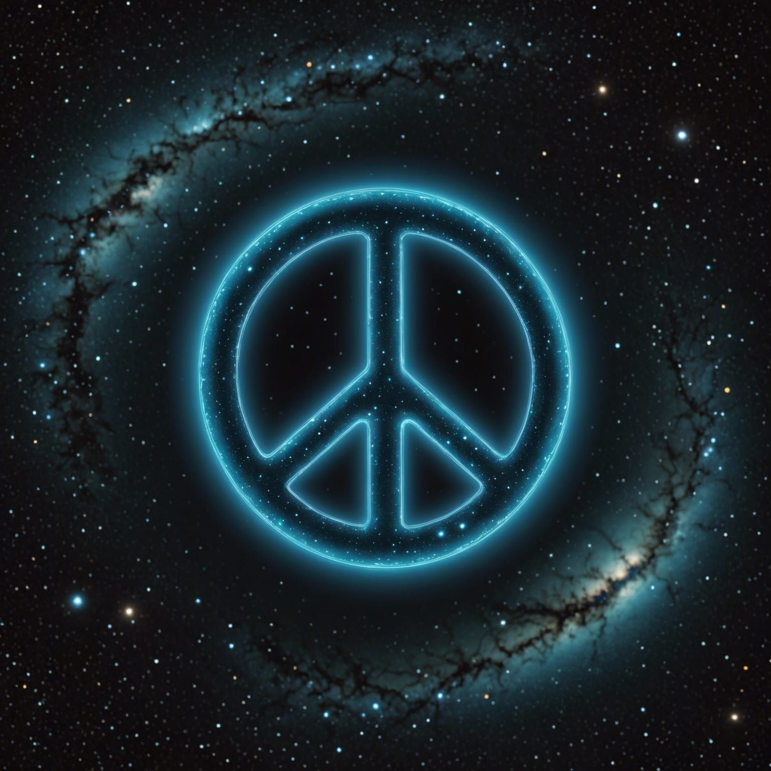 Bioluminescent Peace Symbol in the Cosmos