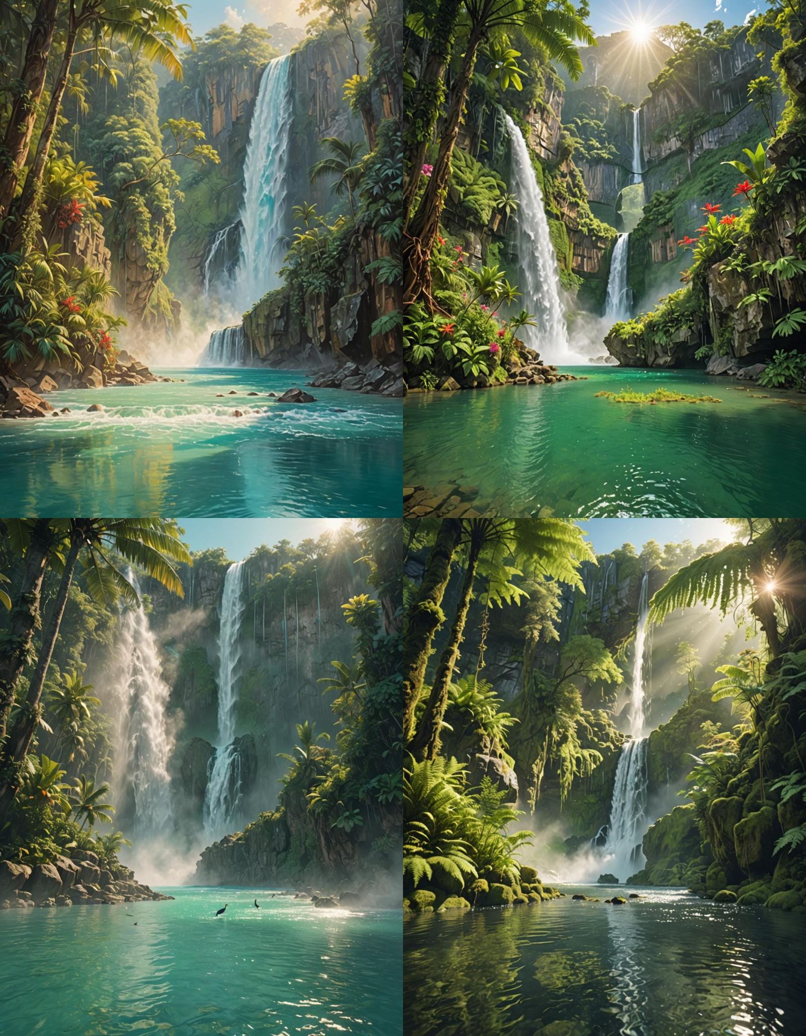Majestic Waterfall in Lush Tropical Paradise