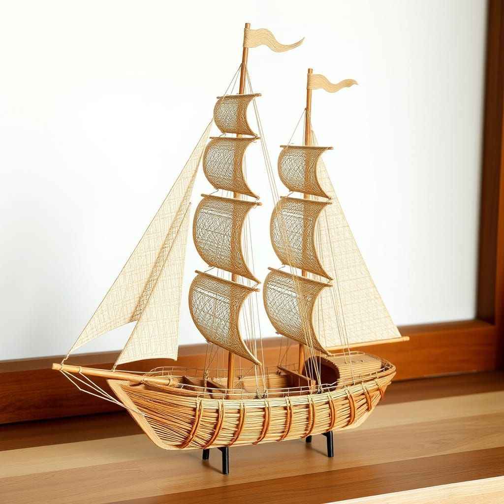 Intricate String Model of a Sailing Ship