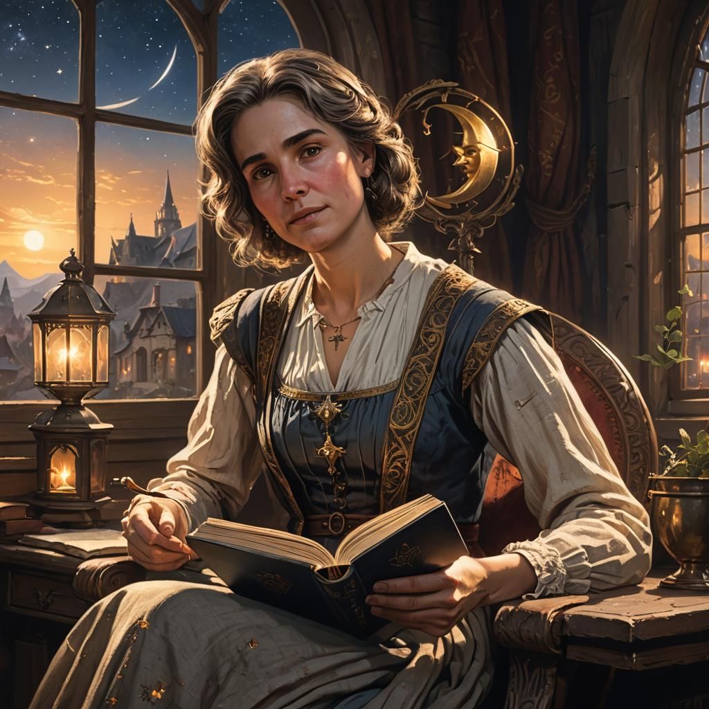 Grandmother and Grandson Reading Book at Sunset