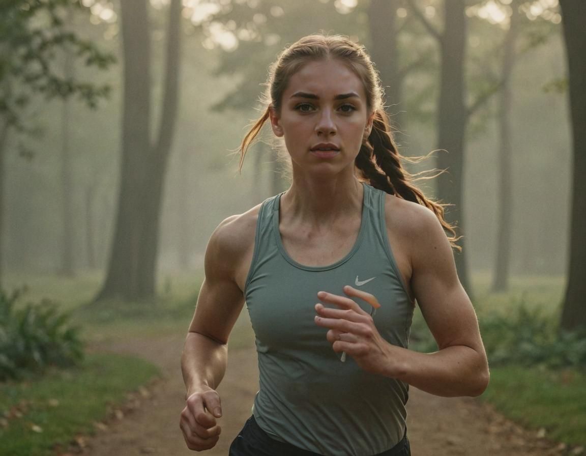 Female Athlete Jogging: Cinematic Film Still