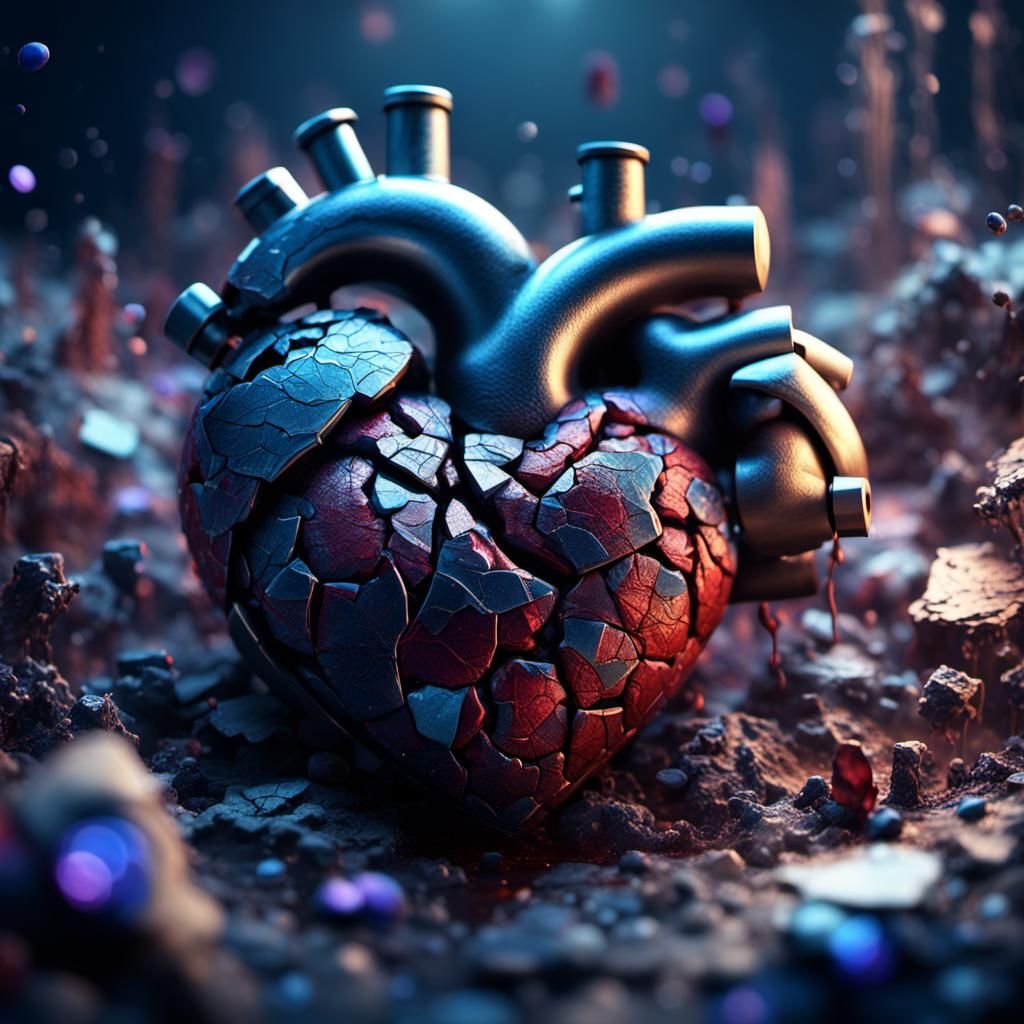 Microscopic Broken Heart: Detailed Fantasy Art
