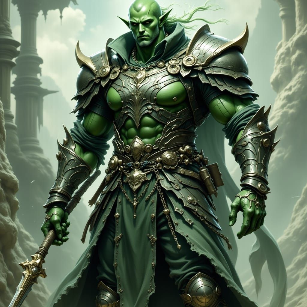 Fantasy Warrior in Metal Armor