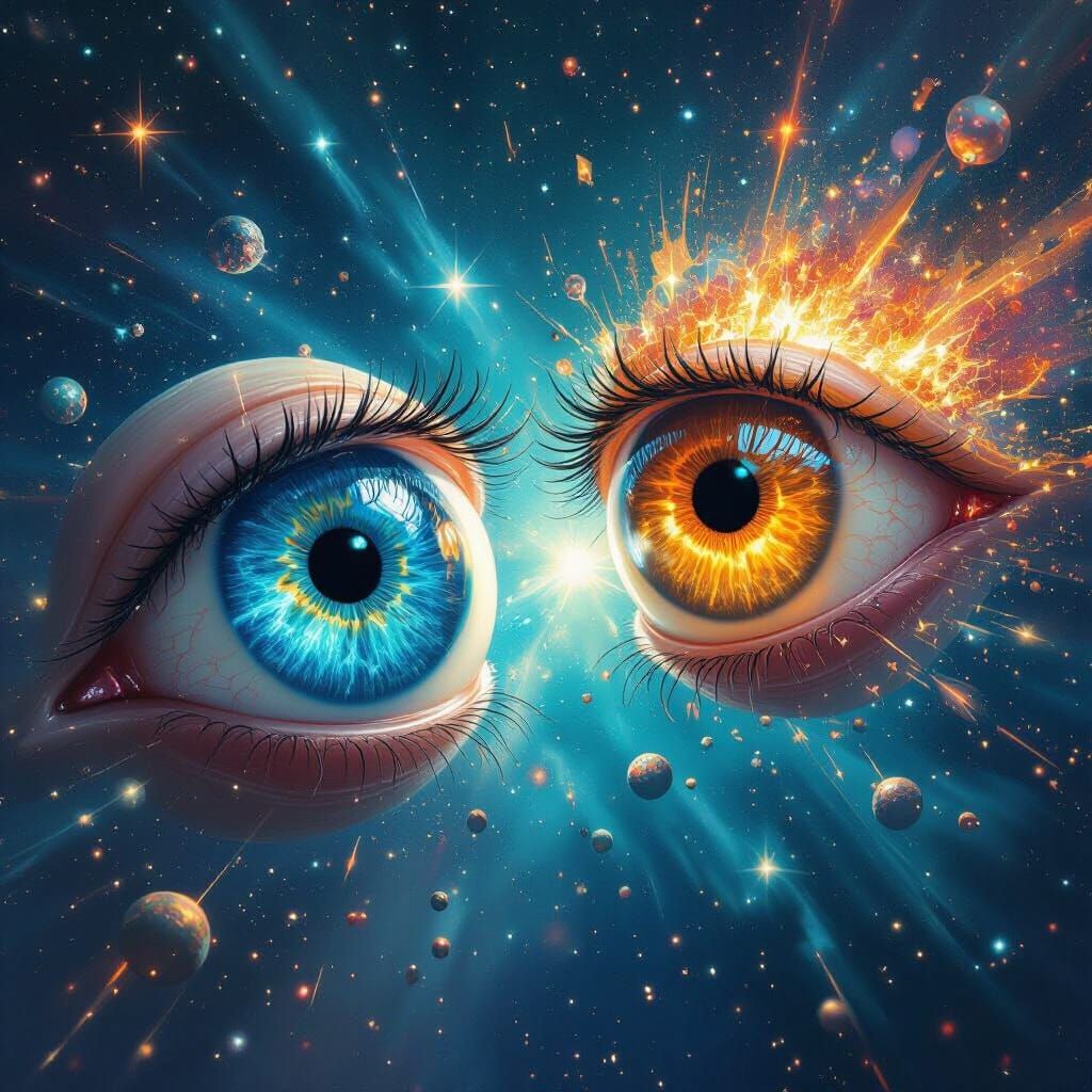 Eyes in Space Stare-down Explosion in Matte Painting Style