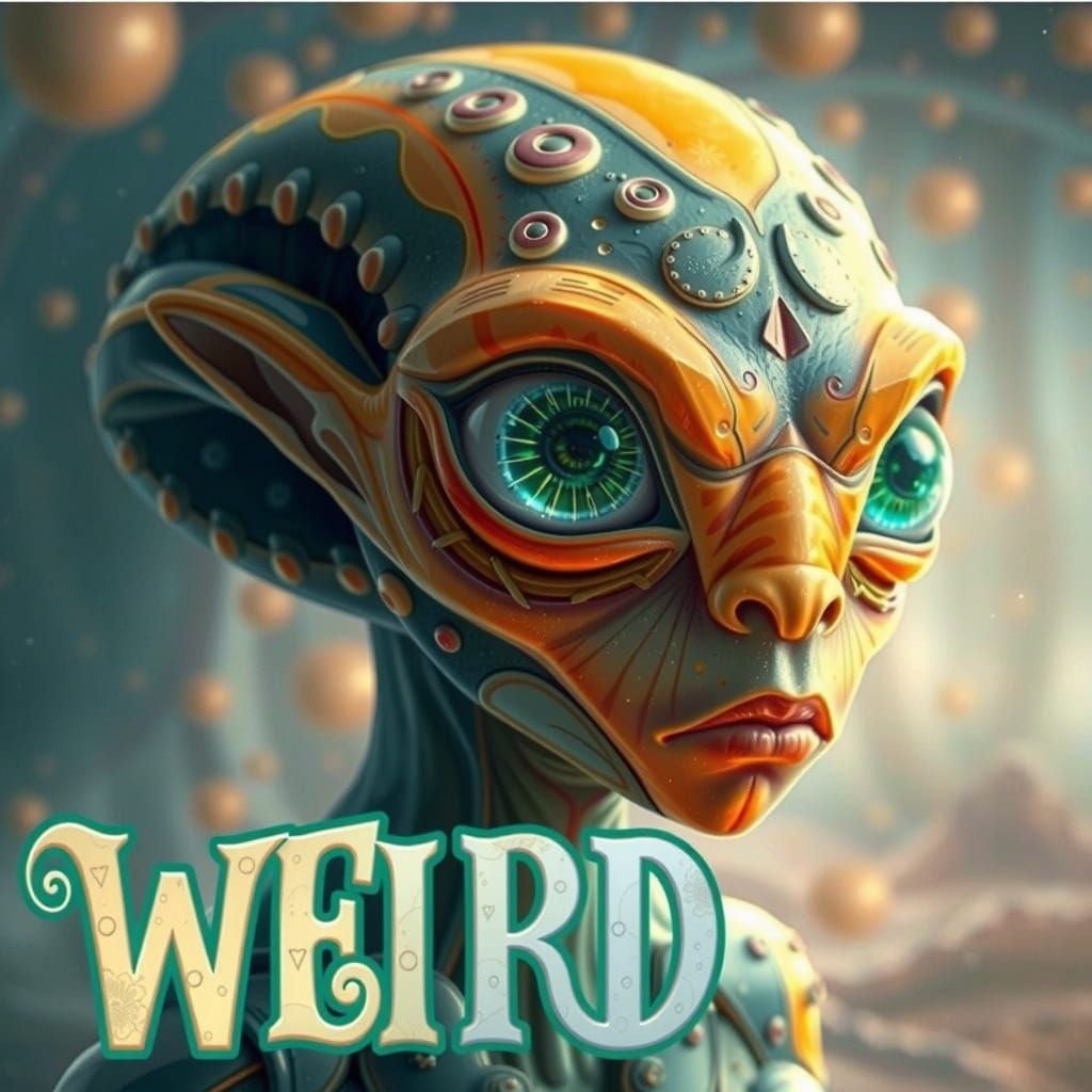 Bald Leanne with Metallic Text in Pastel Hues