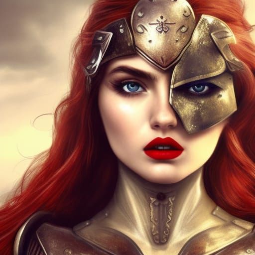Armored Valkyrie Warrior Portrait in Dark Fantasy Style