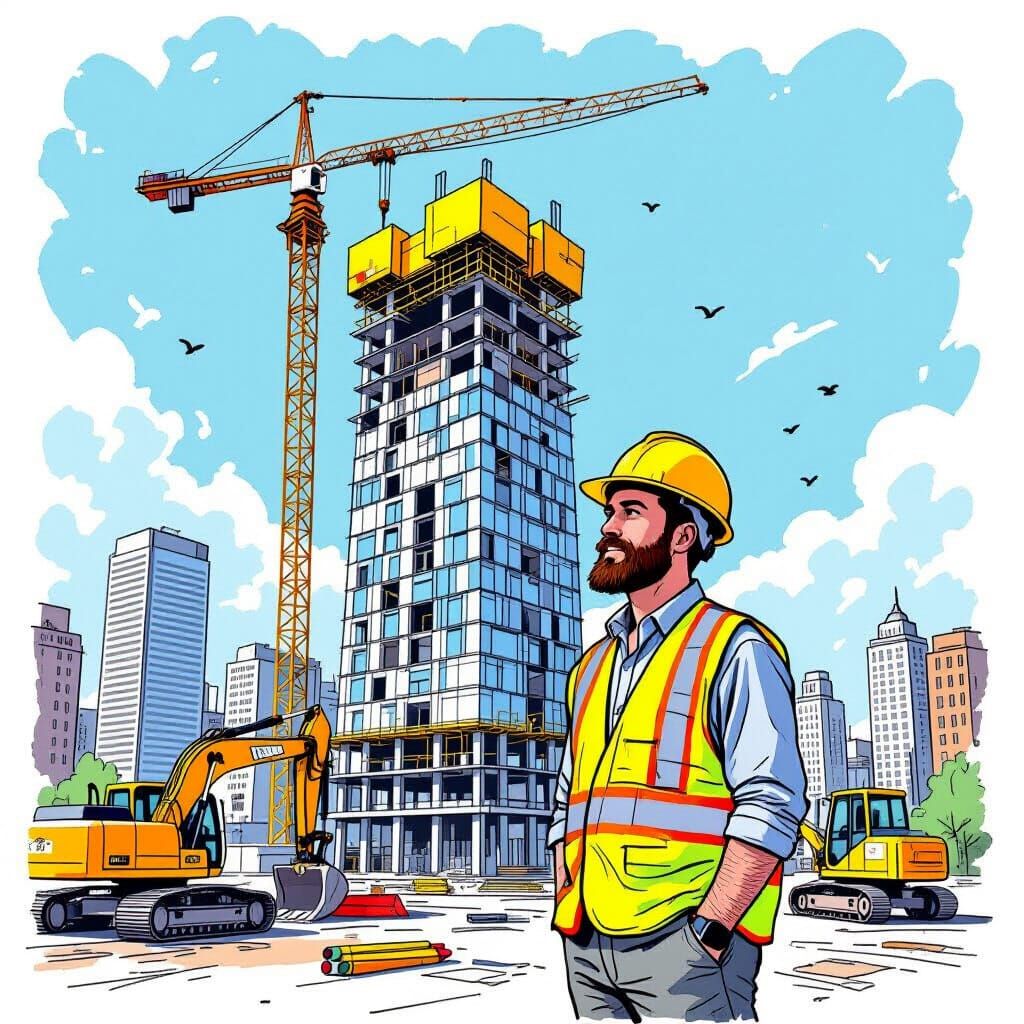 Whimsical Construction Engineer with Skyscraper, Beatrix Pot...