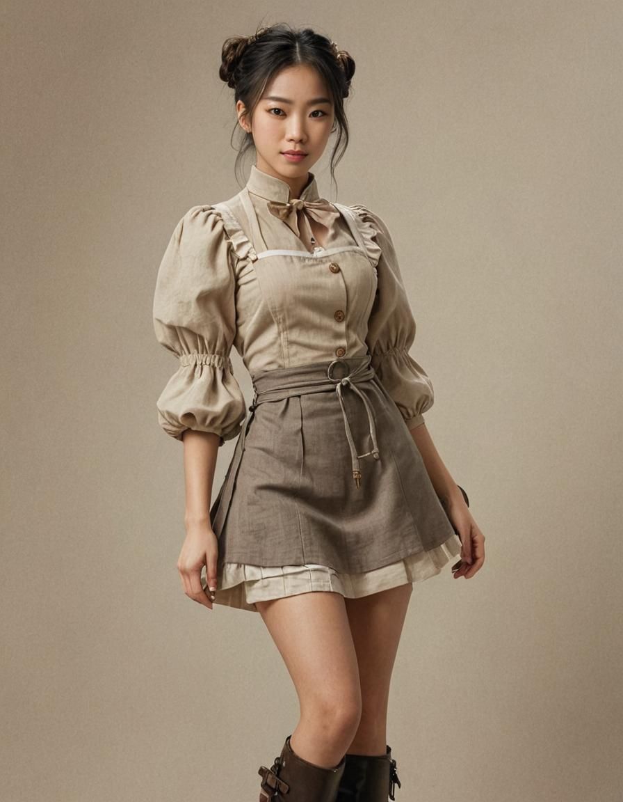 Steampunk Vietnamese Woman Portrait in Digital Art Style