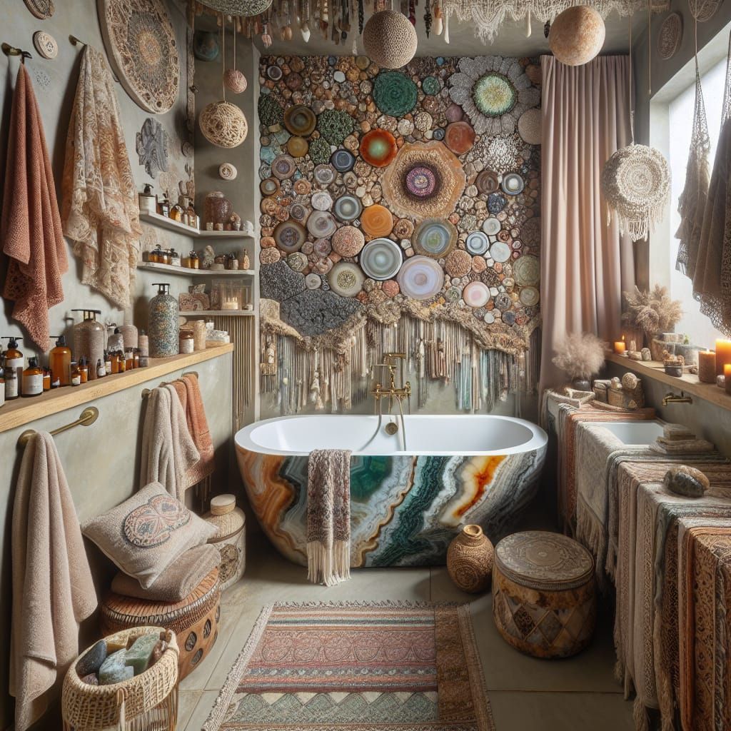 MPR ON - Boho-Scandi Bathroom with Crazy Lace Agate Tub