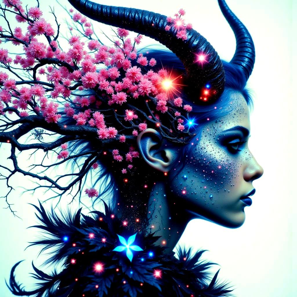 Surreal Starborn Goddess in Ethereal Landscape