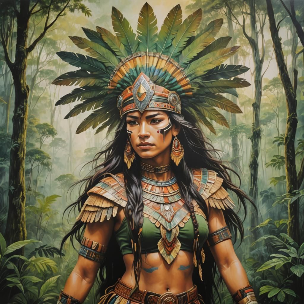 Amazon Warrior Woman Polyptych in Acrylic and Airbrush