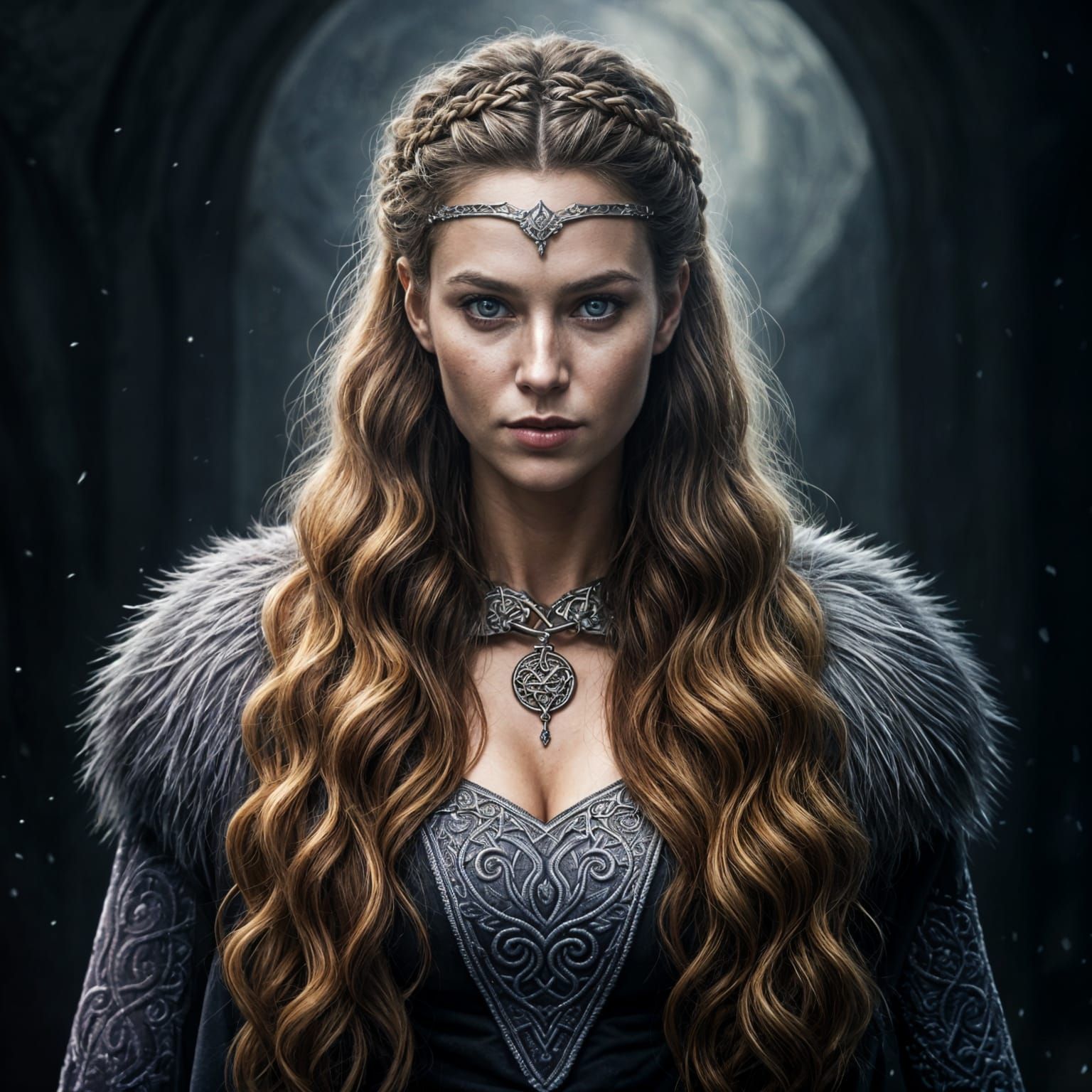 Viking Goddess Lofn in Ornate Silver and Lavender