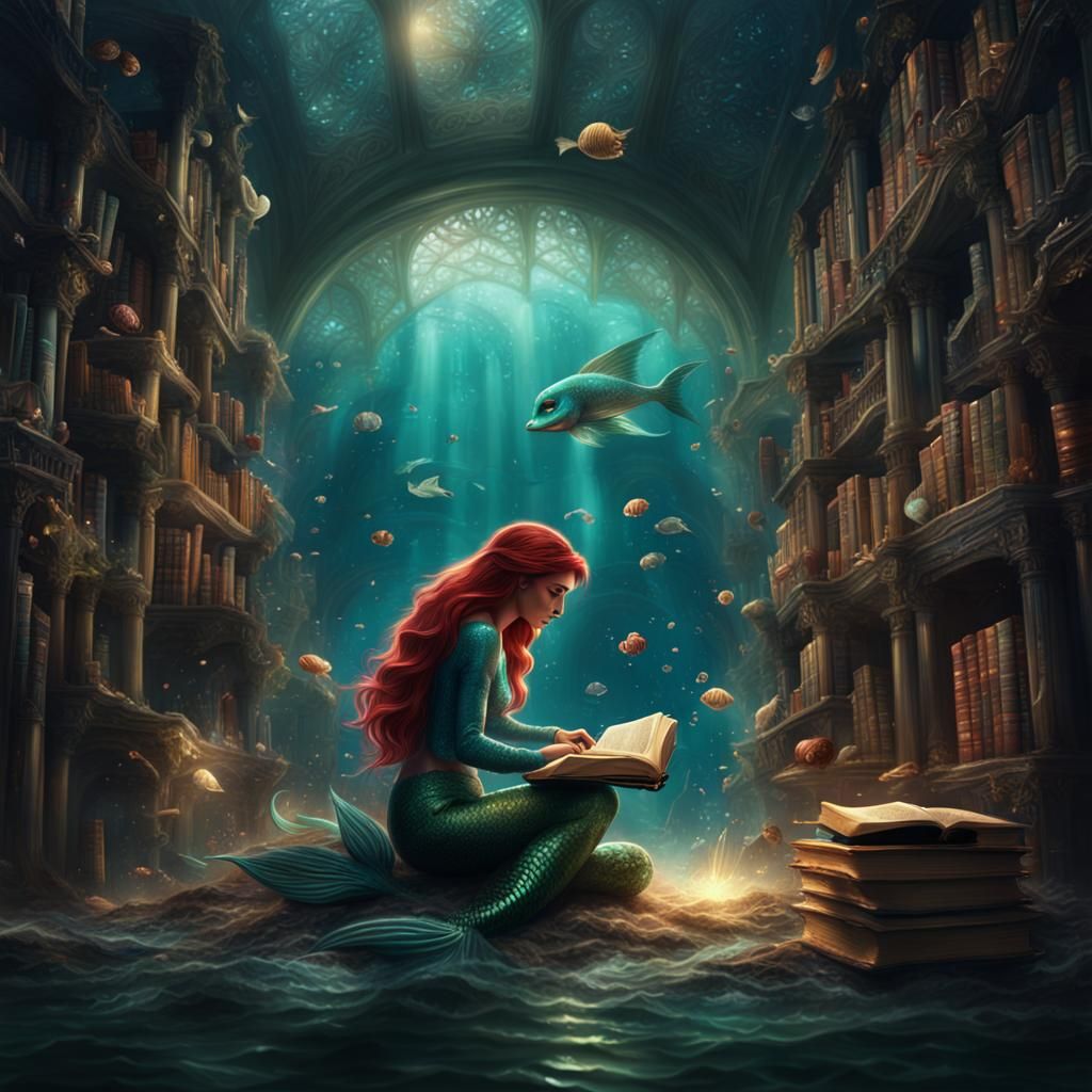 Ariel Finds Lost Book in Underwater Library