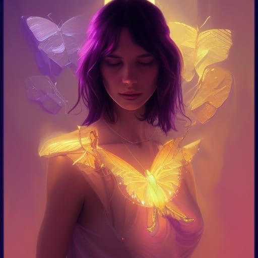 Crystalline Moth Portrait in Hyperdetailed Style